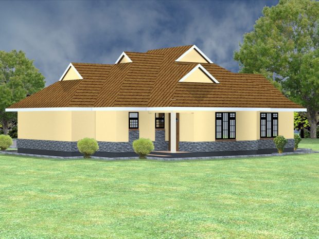 Three bedroom bungalow house plan