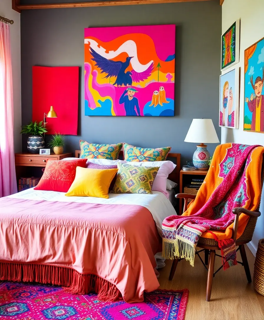 21 Eclectic Boho Bedroom Ideas That'll Make You Want to Redecorate Right Now! 19 21 Eclectic Boho Bedroom Ideas That'll Make You Want to Redecorate Right Now! - 16. Colorful Accents
