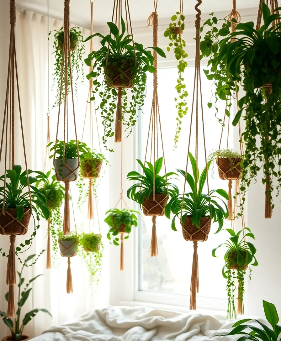 21 Eclectic Boho Bedroom Ideas That'll Make You Want to Redecorate Right Now! 12 21 Eclectic Boho Bedroom Ideas That'll Make You Want to Redecorate Right Now! - 9. Hanging Plants