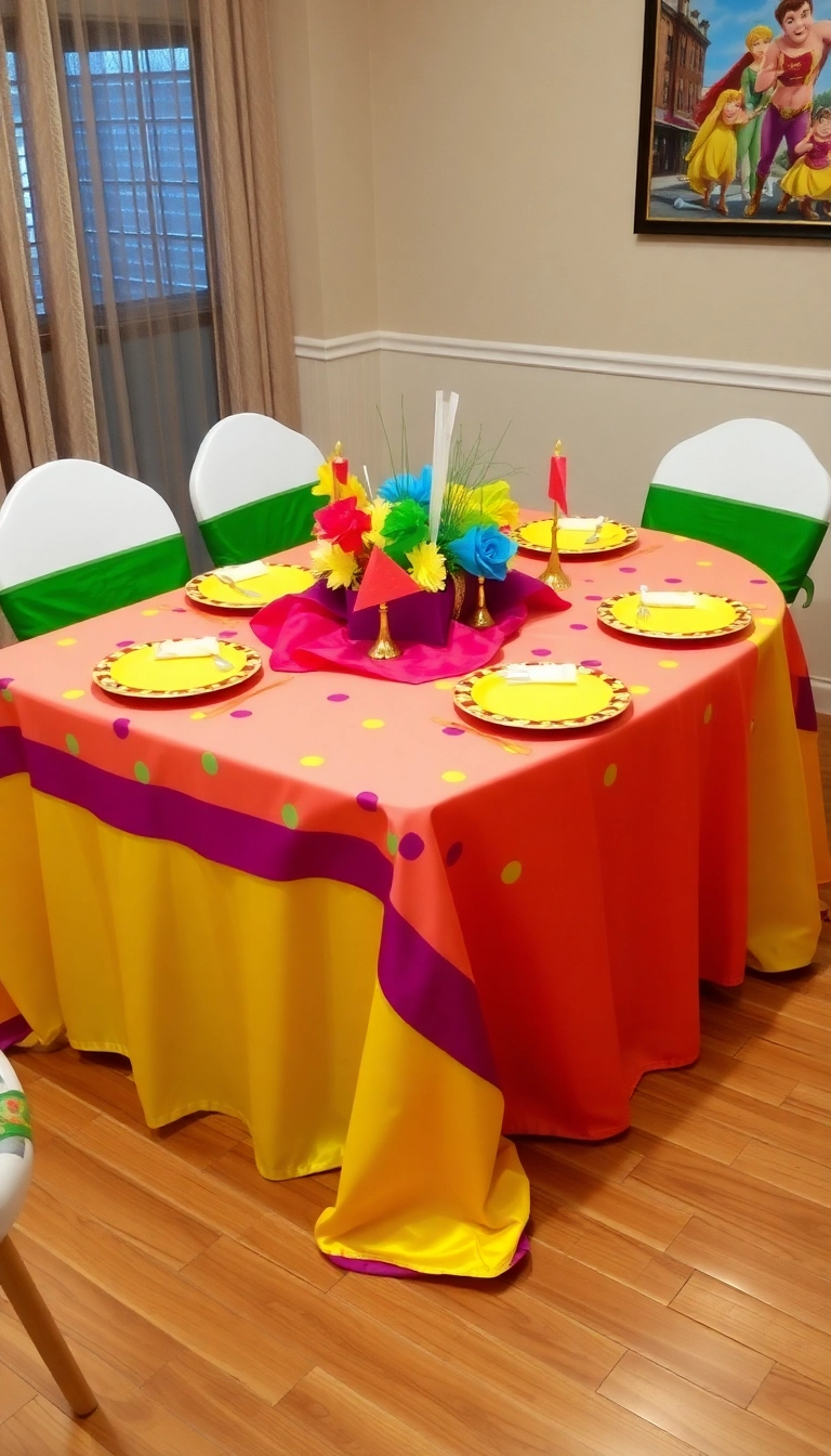 21 Brilliant DIY Birthday Decorations That Will Wow Your Guests 23 21 Brilliant DIY Birthday Decorations That Will Wow Your Guests (You Won't Believe #10!) - 20. Themed Tablecloth
