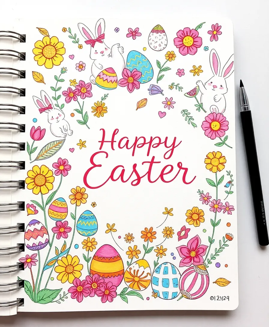 21 Easter Doodle Ideas for Your Sketchbook That Will Blow Your Mind! 24 21 Easter Doodle Ideas for Your Sketchbook That Will Blow Your Mind! - 21. Easter Scene Collage