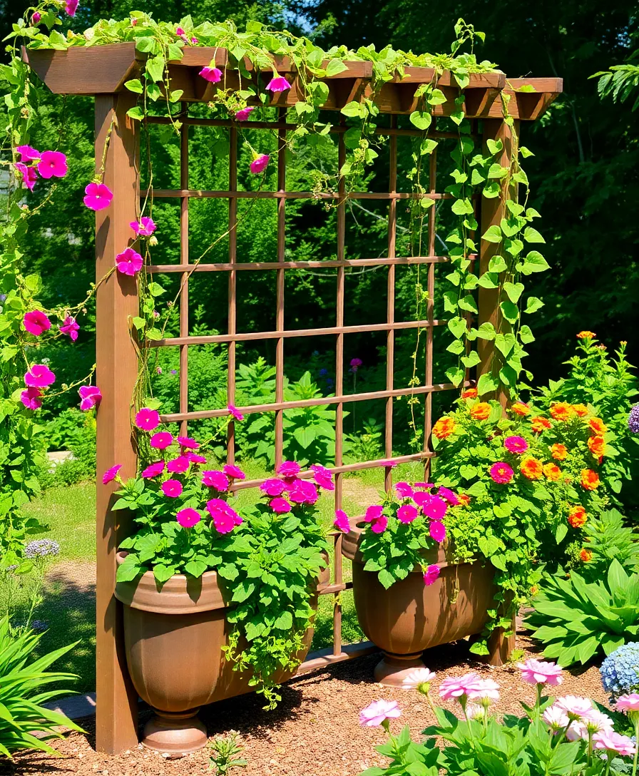 21 Stunning Garden Trellis Ideas For Wall Climbing Vines That Will Transform Your Space! 15 21 Stunning Garden Trellis Ideas For Wall Climbing Vines That Will Transform Your Space! - 12. Trellis with Planters