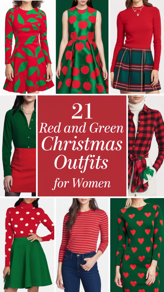 21 Red and Green Christmas Outfits For Women 19