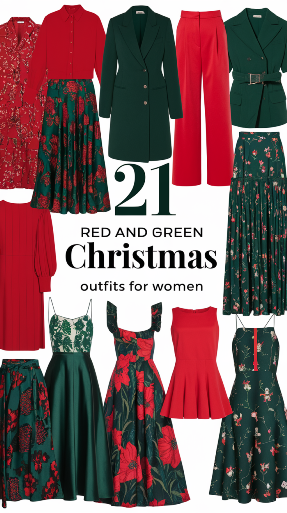 21 Red and Green Christmas Outfits For Women 2