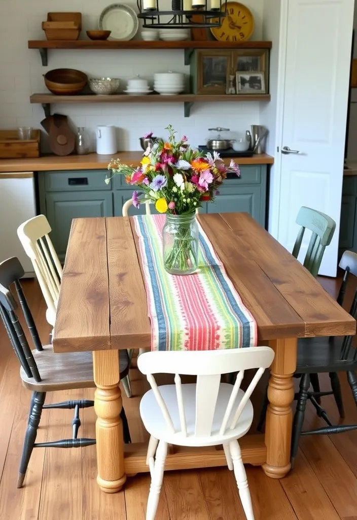 21 Vintage Farmhouse Kitchen Ideas That'll Make You Want to Cook in Style! 8 21 Vintage Farmhouse Kitchen Ideas That'll Make You Want to Cook in Style! - 5. Rustic Dining Table