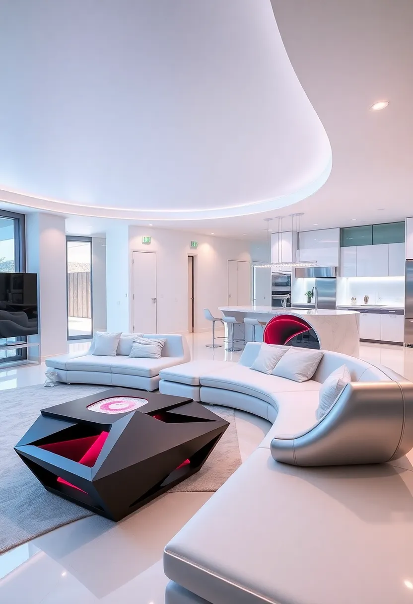 21 Stunning Open Space Living Room and Kitchen Designs You’ll Want to Copy! 15 21 Stunning Open Space Living Room and Kitchen Designs You’ll Want to Copy! - 12. Futuristic Flair