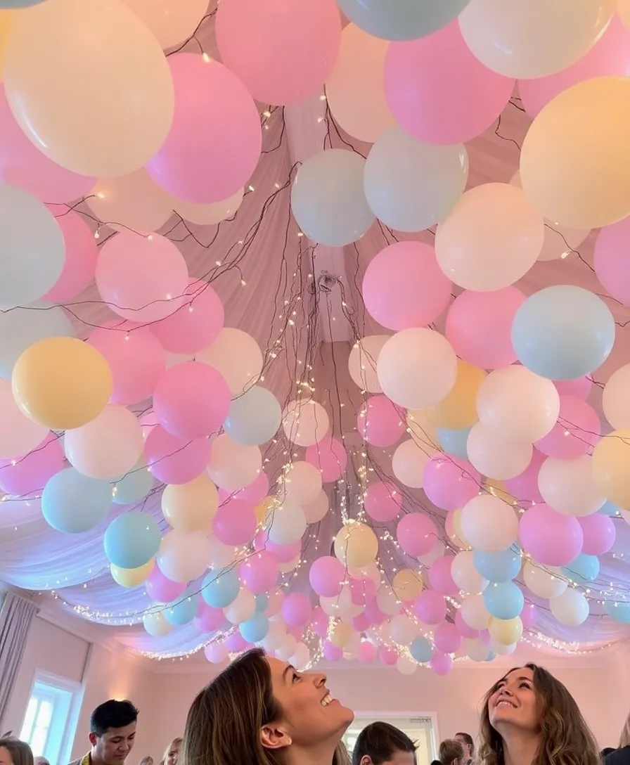 21 Easter Balloons to Transform Your Home into a Whimsical Wonderland! 17 21 Easter Balloons to Transform Your Home into a Whimsical Wonderland! - 14. Balloon Ceiling Decor