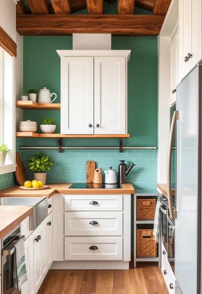 21 Vintage Farmhouse Kitchen Ideas That'll Make You Want to Cook in Style! 15 21 Vintage Farmhouse Kitchen Ideas That'll Make You Want to Cook in Style! - 12. Colorful Accent Walls