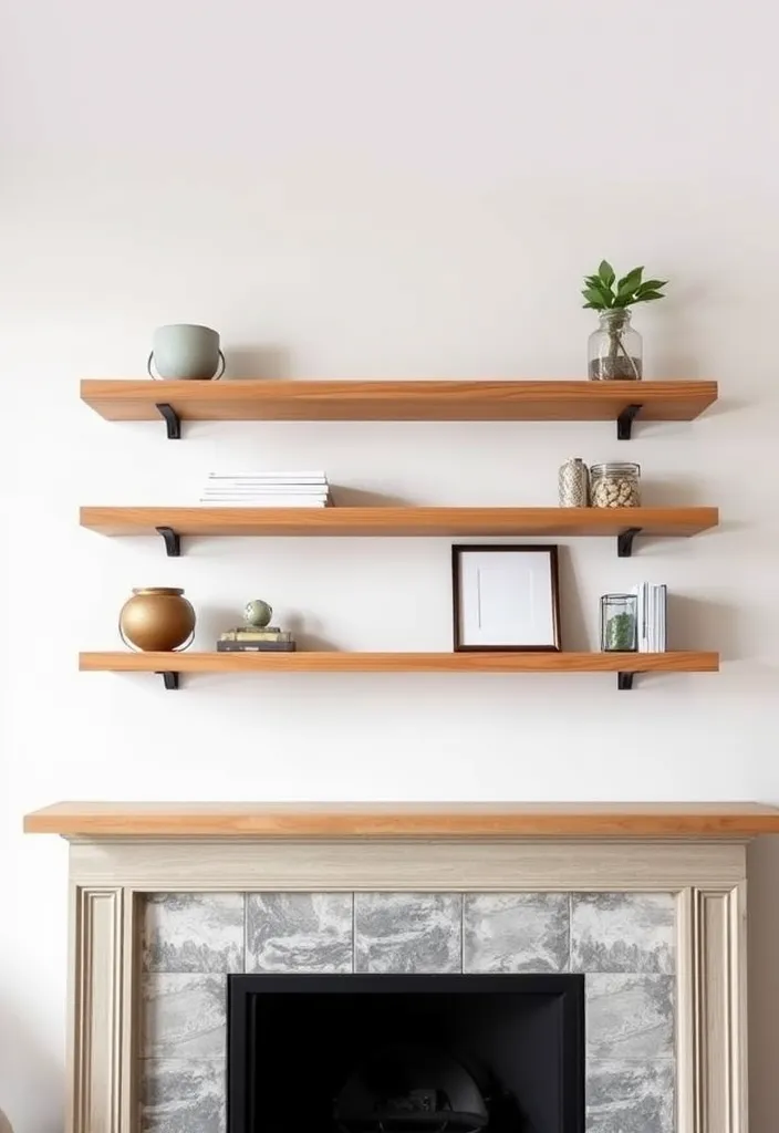 21 Minimalist Living Room Mantle Decor Ideas That Scream Elegance! 11 21 Minimalist Living Room Mantle Decor Ideas That Scream Elegance! - 8. Floating Shelves