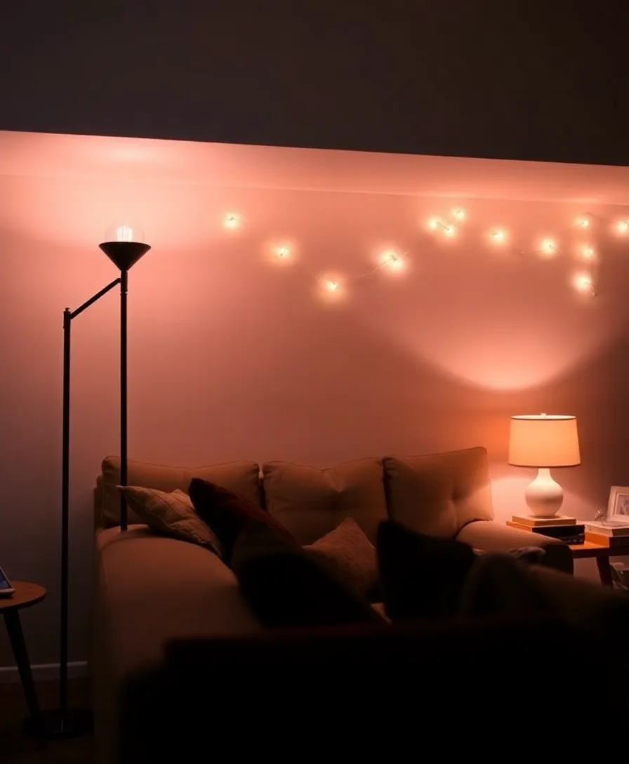 21 Cosy Living Room Ideas in Warm Colours That Will Melt Your Heart! 19 21 Cosy Living Room Ideas in Warm Colours That Will Melt Your Heart! - 15. Layered Lighting for Warm Ambiance