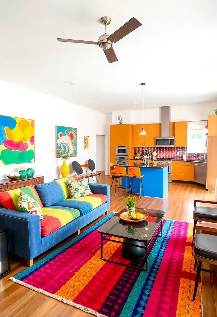 21 Stunning Open Space Living Room and Kitchen Designs You’ll Want to Copy! 23 21 Stunning Open Space Living Room and Kitchen Designs You’ll Want to Copy! - 20. Colorful Statements