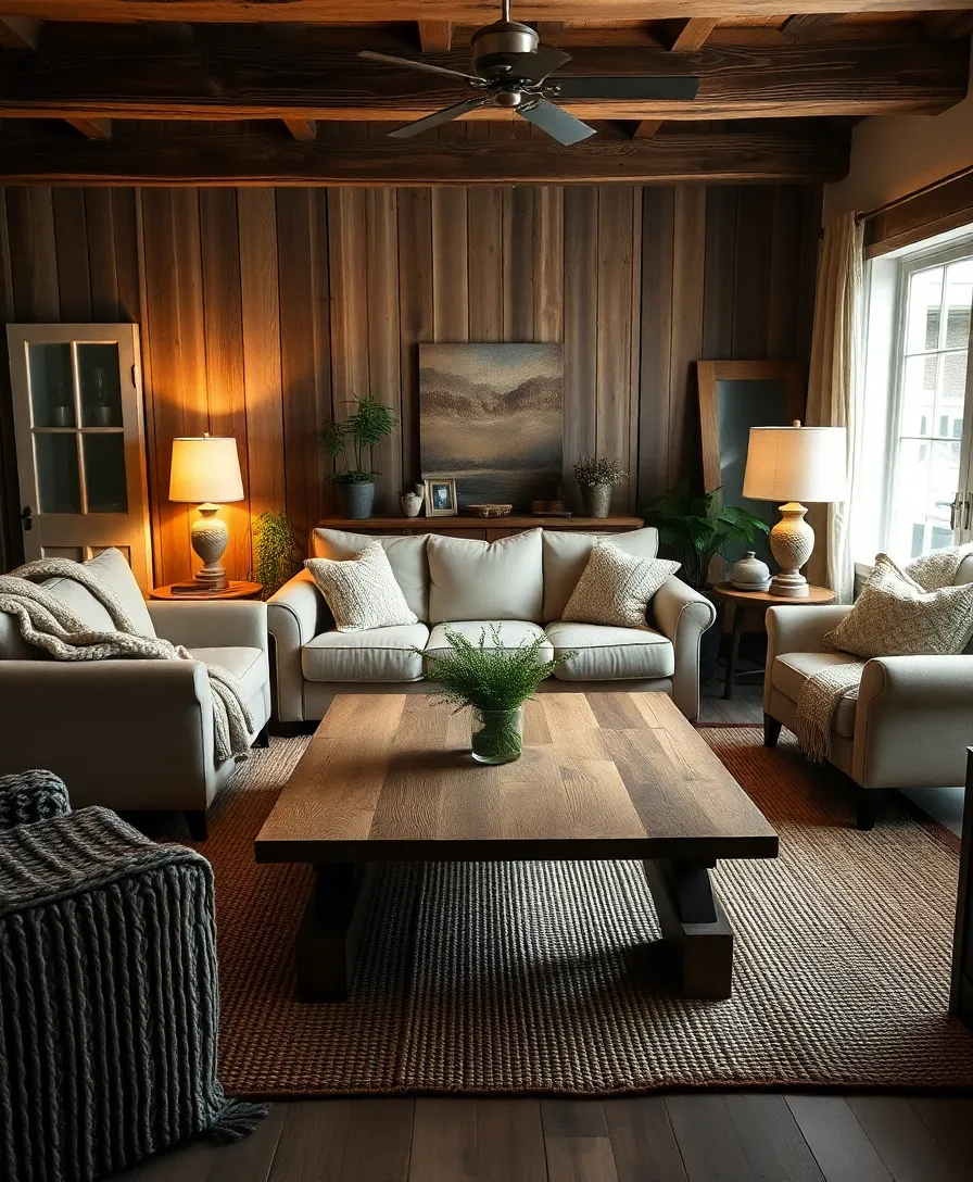 21 Cosy Living Room Ideas in Warm Colours That Will Melt Your Heart! 13 21 Cosy Living Room Ideas in Warm Colours That Will Melt Your Heart! - 9. Rustic Charm with Warm Textures