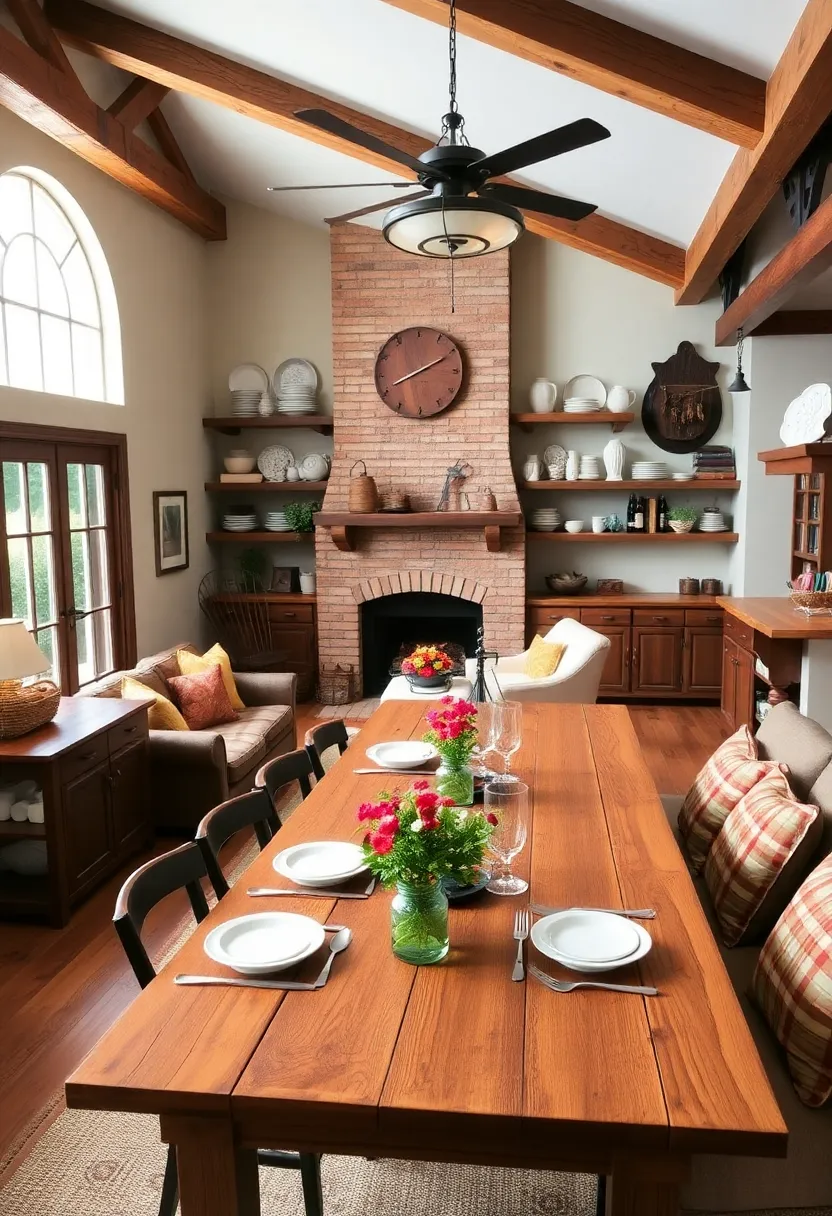 21 Living Room and Kitchen Together Ideas 15 21 Stunning Living Room and Kitchen Combinations - 12. Rustic Farmhouse