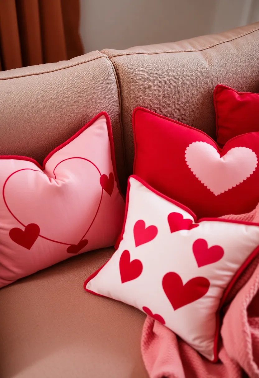 21 Easy DIY Valentine's Day Decorations That Will Fill Your Home with Love! 10 21 Easy DIY Valentine's Day Decorations That Will Fill Your Home with Love! - 7. Heart-Stamped Pillows