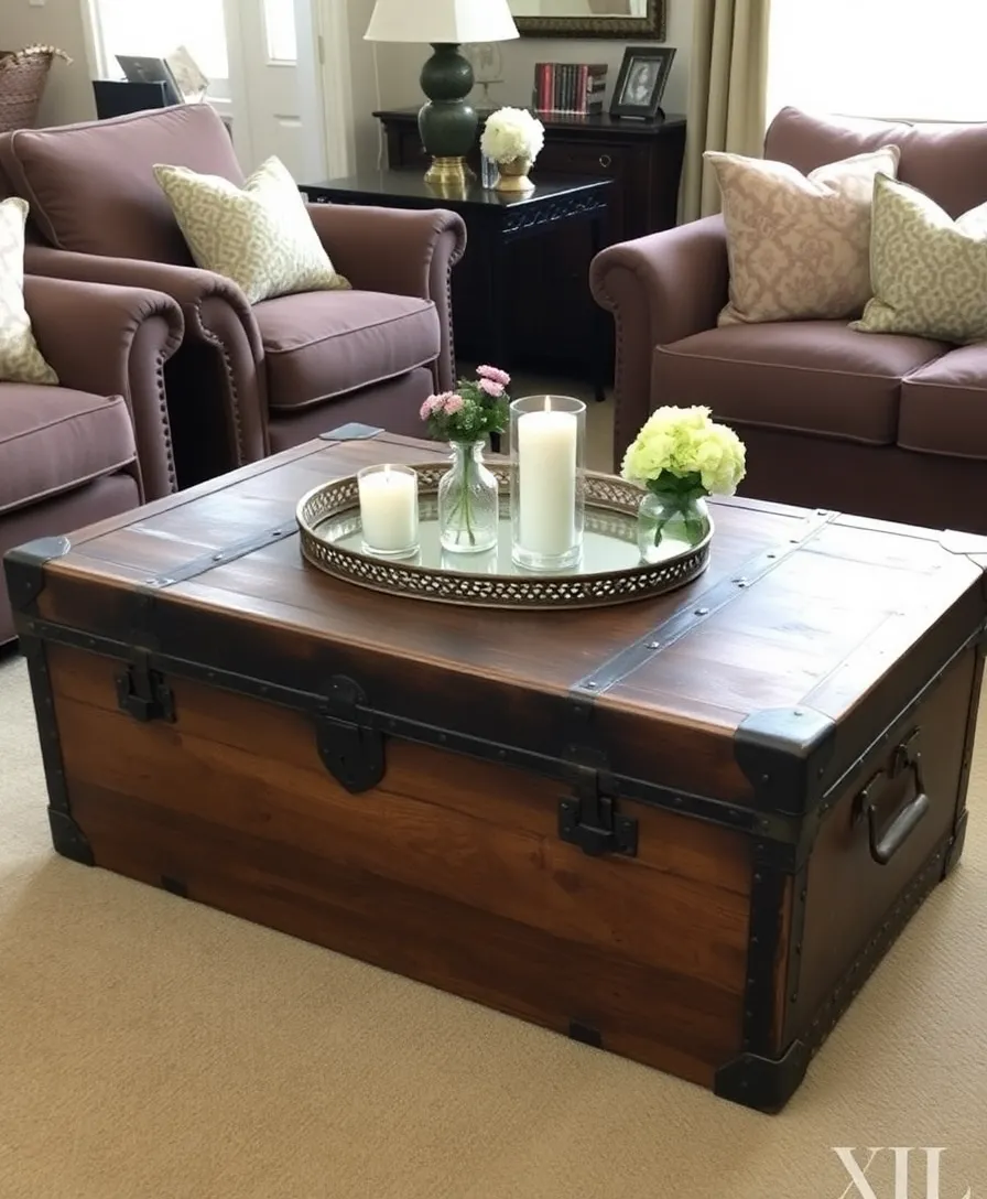 21 Antique Home Decor Ideas That'll Give Your Living Room Timeless Charm 11 21 Antique Home Decor Ideas That'll Give Your Living Room Timeless Charm (You Won't Believe #10!) - 7. Antique Trunks as Coffee Tables