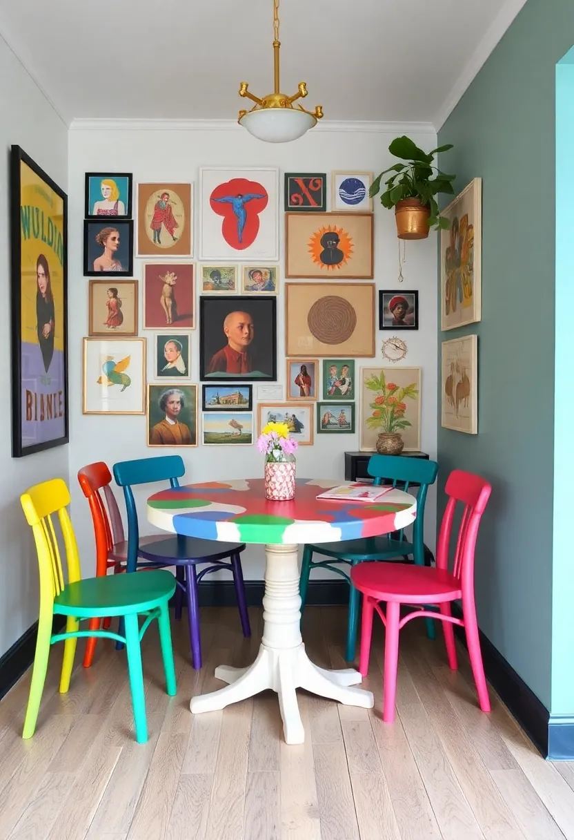 21 Corner Dining Nook Ideas That Will Transform Your Small Space Into a Cozy Retreat! 16 21 Corner Dining Nook Ideas That Will Transform Your Small Space Into a Cozy Retreat! - 13. Artistic Retreat