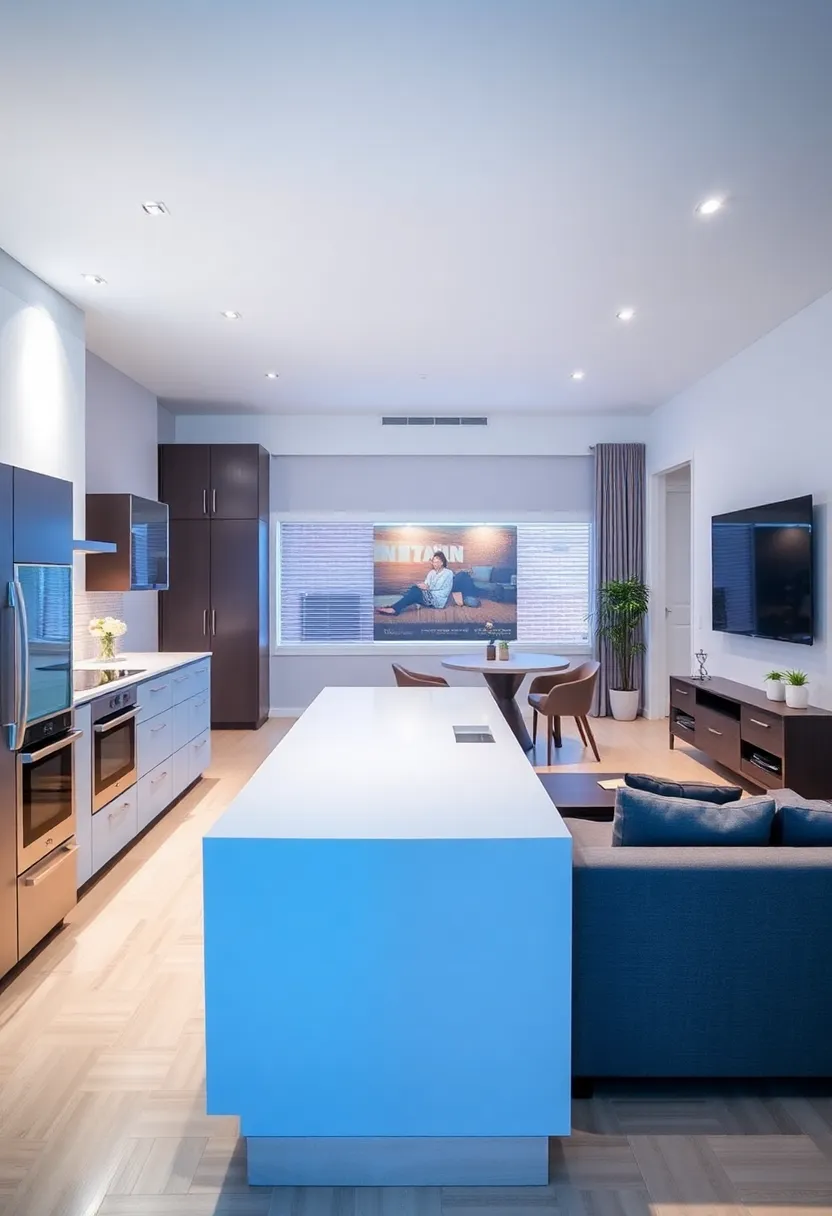 21 Living Room and Kitchen Together Ideas 14 21 Stunning Living Room and Kitchen Combinations - 11. Smart Technology Integration