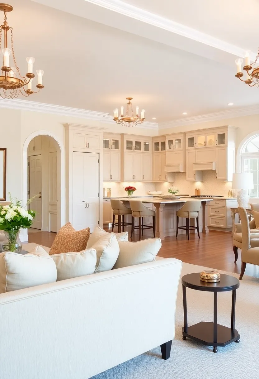 21 Living Room and Kitchen Together Ideas 21 21 Stunning Living Room and Kitchen Combinations - 18. Timeless Elegance