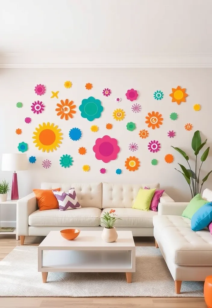 21 Colorful Home Decor Ideas to Brighten Up Your Living Room 18 21 Colorful Home Decor Ideas to Brighten Up Your Living Room (You Won't Believe #11!) - 14. Colorful Wall Decals