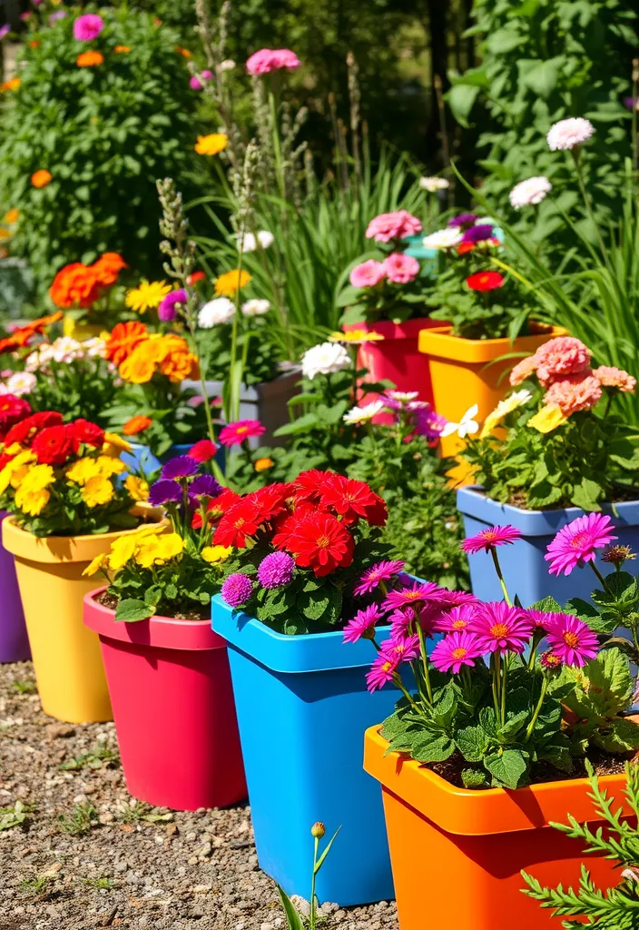 21 Decorative Garden Planters That Will Make Your Neighbors Jealous 18 21 Decorative Garden Planters That Will Make Your Neighbors Jealous (Check Out #12!) - 15. Vibrant Colored Planters