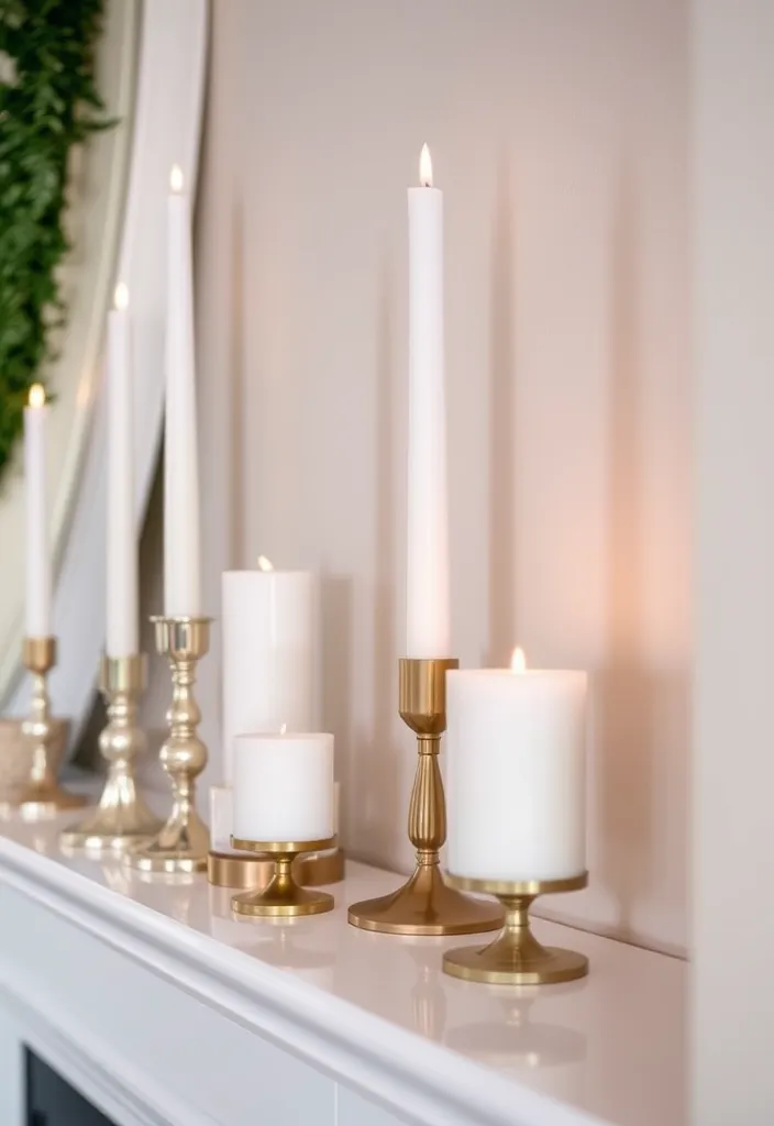 21 Minimalist Living Room Mantle Decor Ideas That Scream Elegance! 4 21 Minimalist Living Room Mantle Decor Ideas That Scream Elegance! - 1. Serene White Candle Display