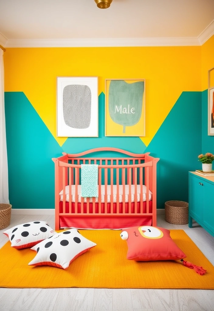 21 Modern Nursery Inspo Ideas That Will Leave You Speechless! 8 21 Modern Nursery Inspo Ideas That Will Leave You Speechless! - 5. Bold Color Blocking