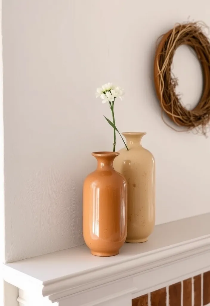 21 Minimalist Living Room Mantle Decor Ideas That Scream Elegance! 9 21 Minimalist Living Room Mantle Decor Ideas That Scream Elegance! - 6. Vintage Touch with Minimalist Vases