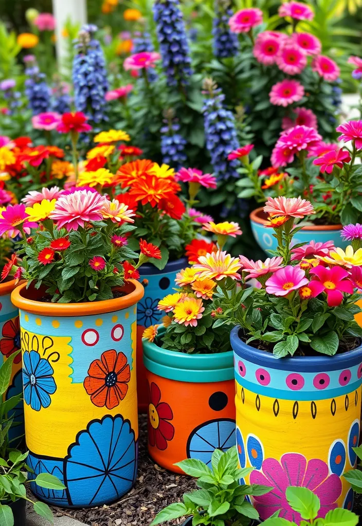 21 Decorative Garden Planters That Will Make Your Neighbors Jealous 22 21 Decorative Garden Planters That Will Make Your Neighbors Jealous (Check Out #12!) - 19. Brightly Painted Clay Planters