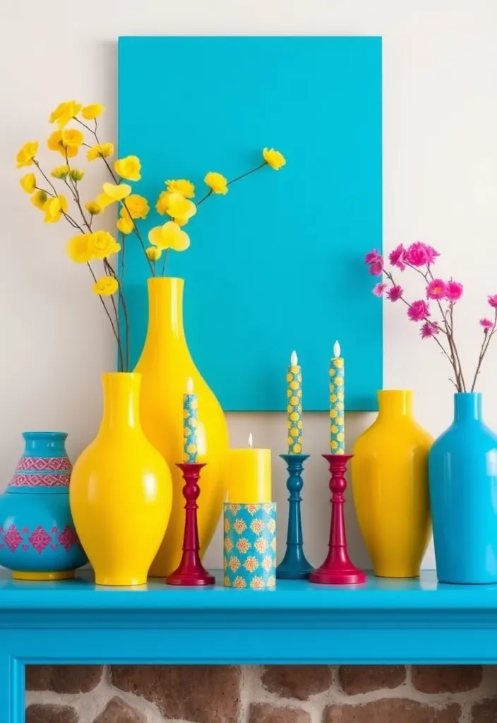 21 Spring Mantel Decorating Ideas That’ll Freshen Up Your Home 11 21 Spring Mantel Decorating Ideas That’ll Freshen Up Your Home (You Won't Believe #14!) - 8. Bright Color Accents