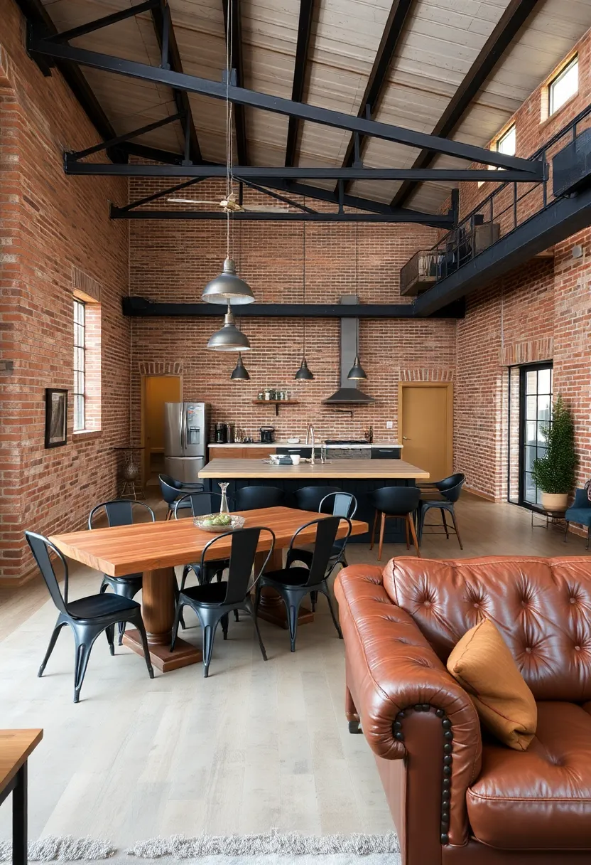 21 Living Room and Kitchen Together Ideas 6 21 Stunning Living Room and Kitchen Combinations - 3. Industrial Chic