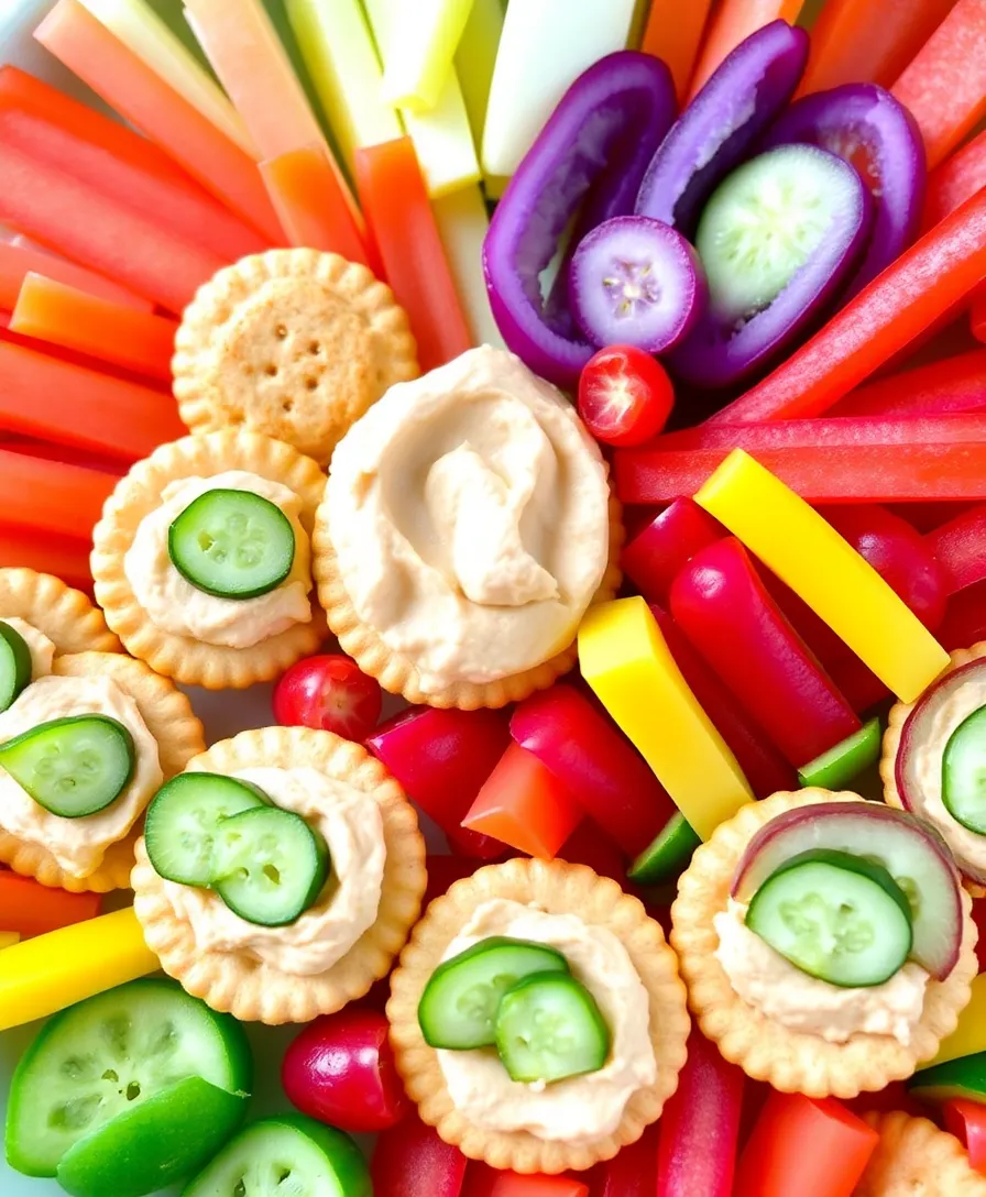 21 Ritz Cracker Snacks You Can’t Resist (Your Guests Will Be Begging for More!) 16 21 Ritz Cracker Snacks You Can’t Resist (Your Guests Will Be Begging for More!) - 13. Tangy Hummus and Veggie Crackers