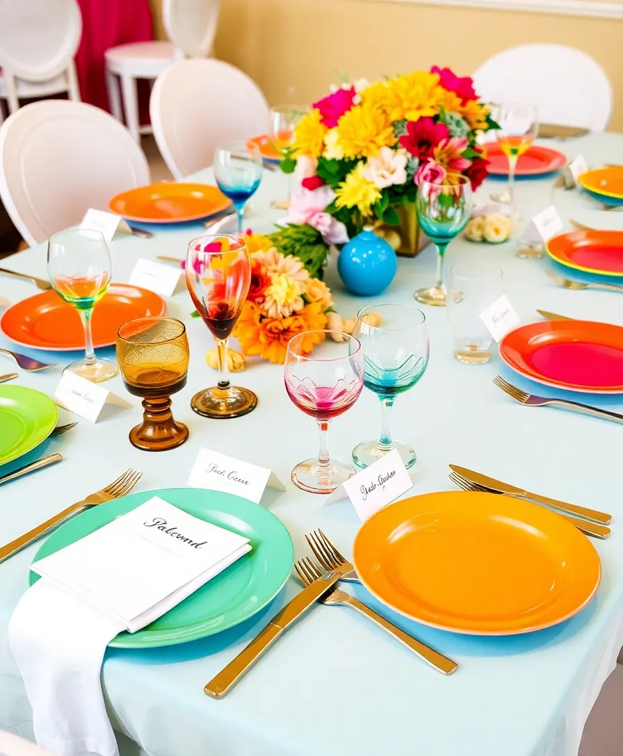 19 Colorful Table Decorations That Will Brighten Up Your Home Instantly! 18 19 Colorful Table Decorations That Will Brighten Up Your Home Instantly! - 15. Colorful Place Settings