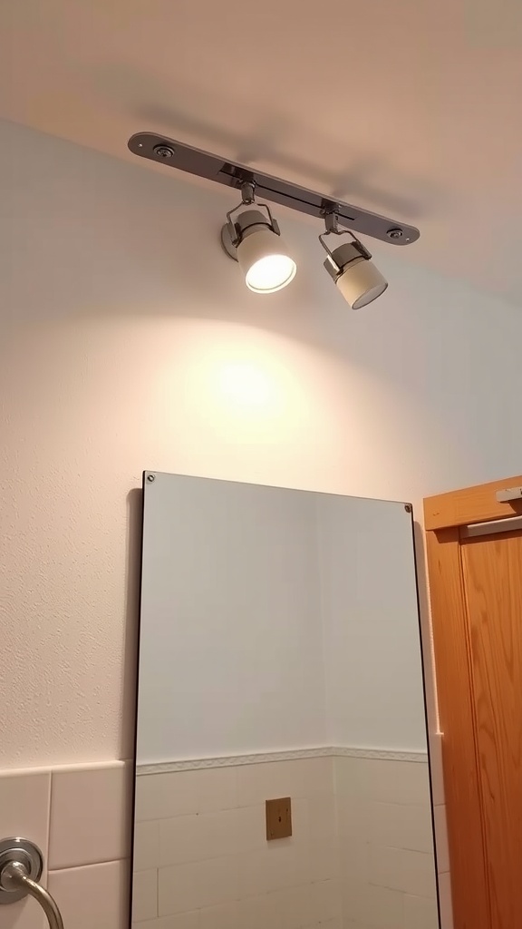 15 Bathroom Vanity Lighting Over Mirror Ideas For A Perfect Setup 10 Adjustable track lighting installed above a bathroom mirror.