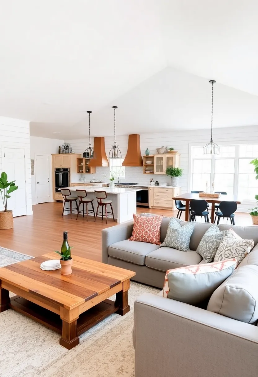 21 Stunning Open Space Living Room and Kitchen Designs You’ll Want to Copy! 7 21 Stunning Open Space Living Room and Kitchen Designs You’ll Want to Copy! - 4. Modern Farmhouse