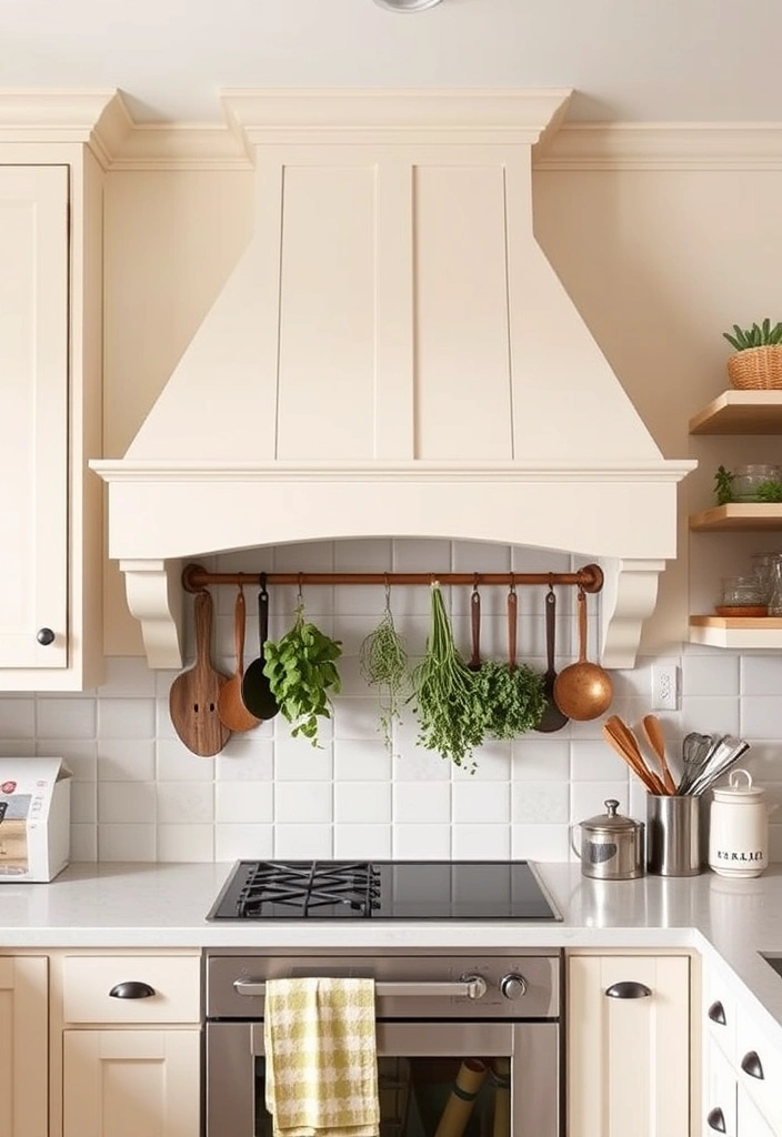 21 Rustic Kitchen Hood Designs to Give Your Home a Cozy Vibe 20 21 Rustic Kitchen Hood Designs to Give Your Home a Cozy Vibe (You'll Love #11!) - 17. Farmhouse Shaker Hood