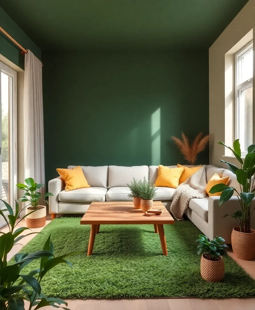 21 Cosy Living Room Ideas in Warm Colours That Will Melt Your Heart! 15 21 Cosy Living Room Ideas in Warm Colours That Will Melt Your Heart! - 11. Earthy Green with Warm Accents