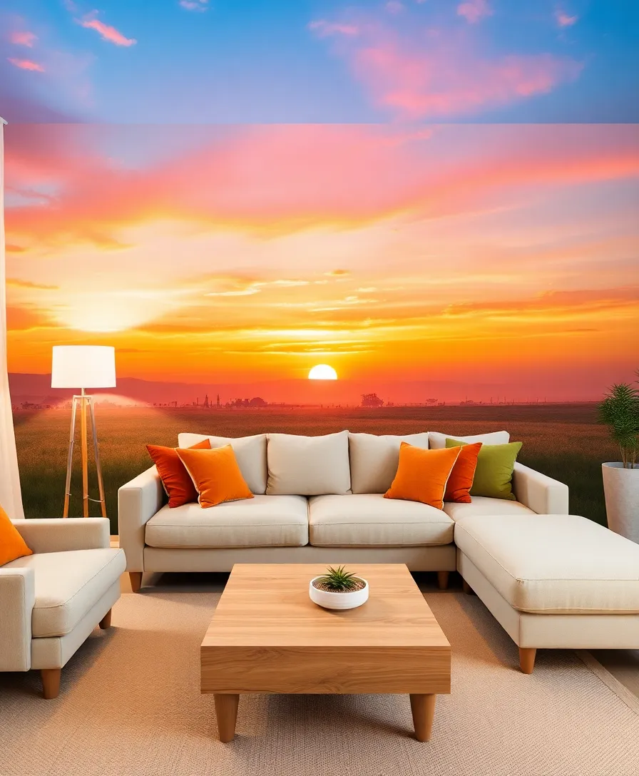 21 Cosy Living Room Ideas in Warm Colours That Will Melt Your Heart! 18 21 Cosy Living Room Ideas in Warm Colours That Will Melt Your Heart! - 14. Artistic Wall Murals in Warm Tones