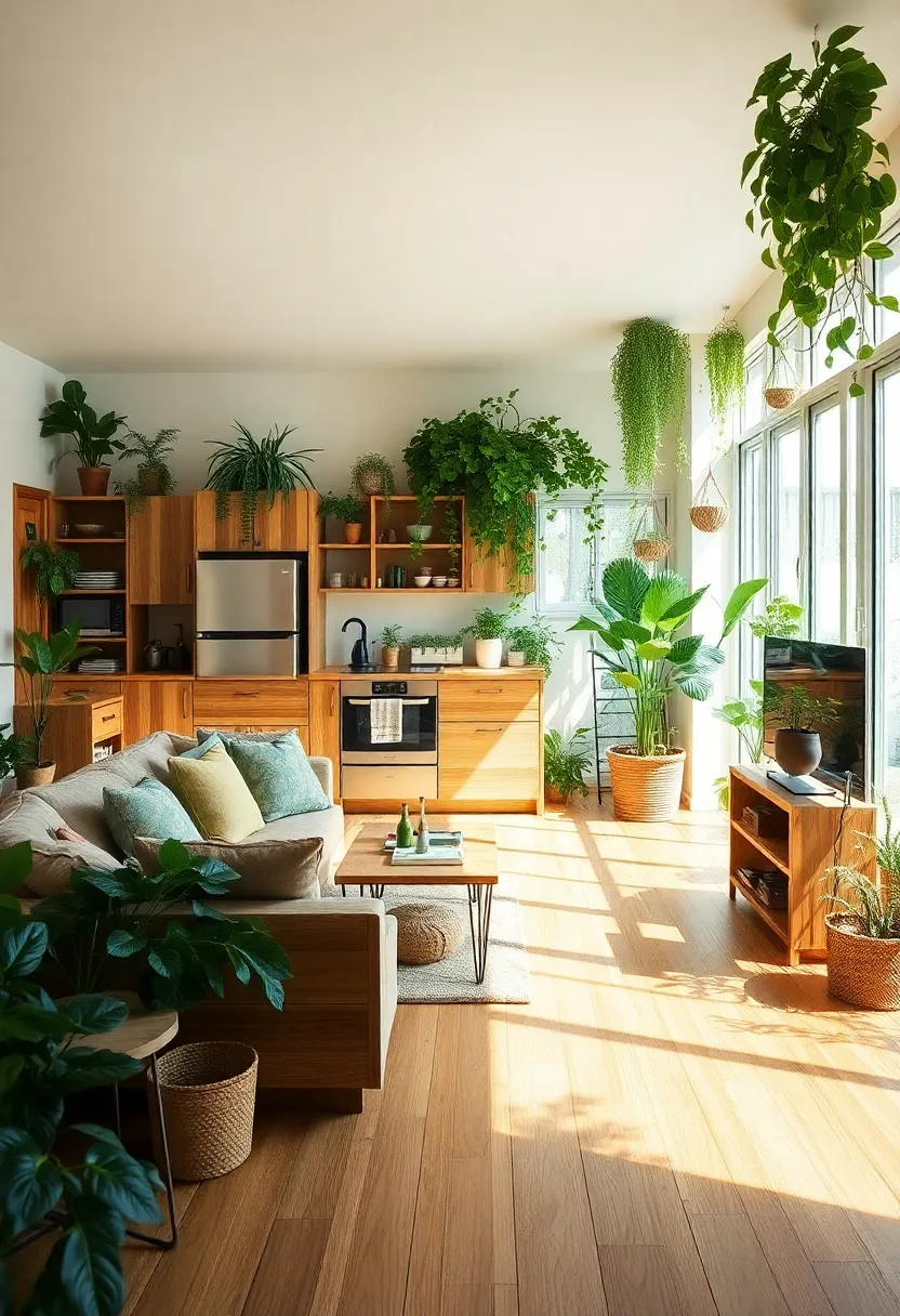 21 Living Room and Kitchen Together Ideas 23 21 Stunning Living Room and Kitchen Combinations - 20. Sustainability Focus
