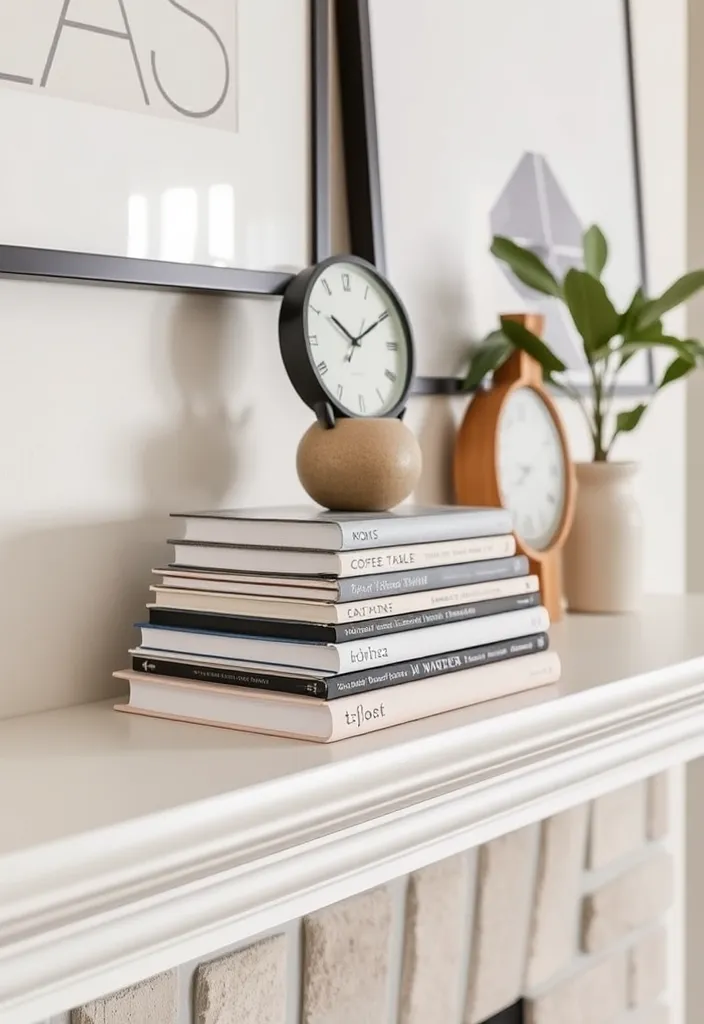 21 Minimalist Living Room Mantle Decor Ideas That Scream Elegance! 7 21 Minimalist Living Room Mantle Decor Ideas That Scream Elegance! - 4. Stack of Coffee Table Books