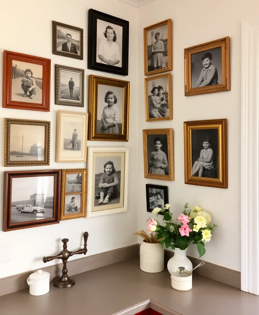 19 Vintage Corner Countertop Decor Inspirations That Will Take You Back in Time! 15 19 Vintage Corner Countertop Decor Inspirations That Will Take You Back in Time! - 11. Nostalgic Wall Art