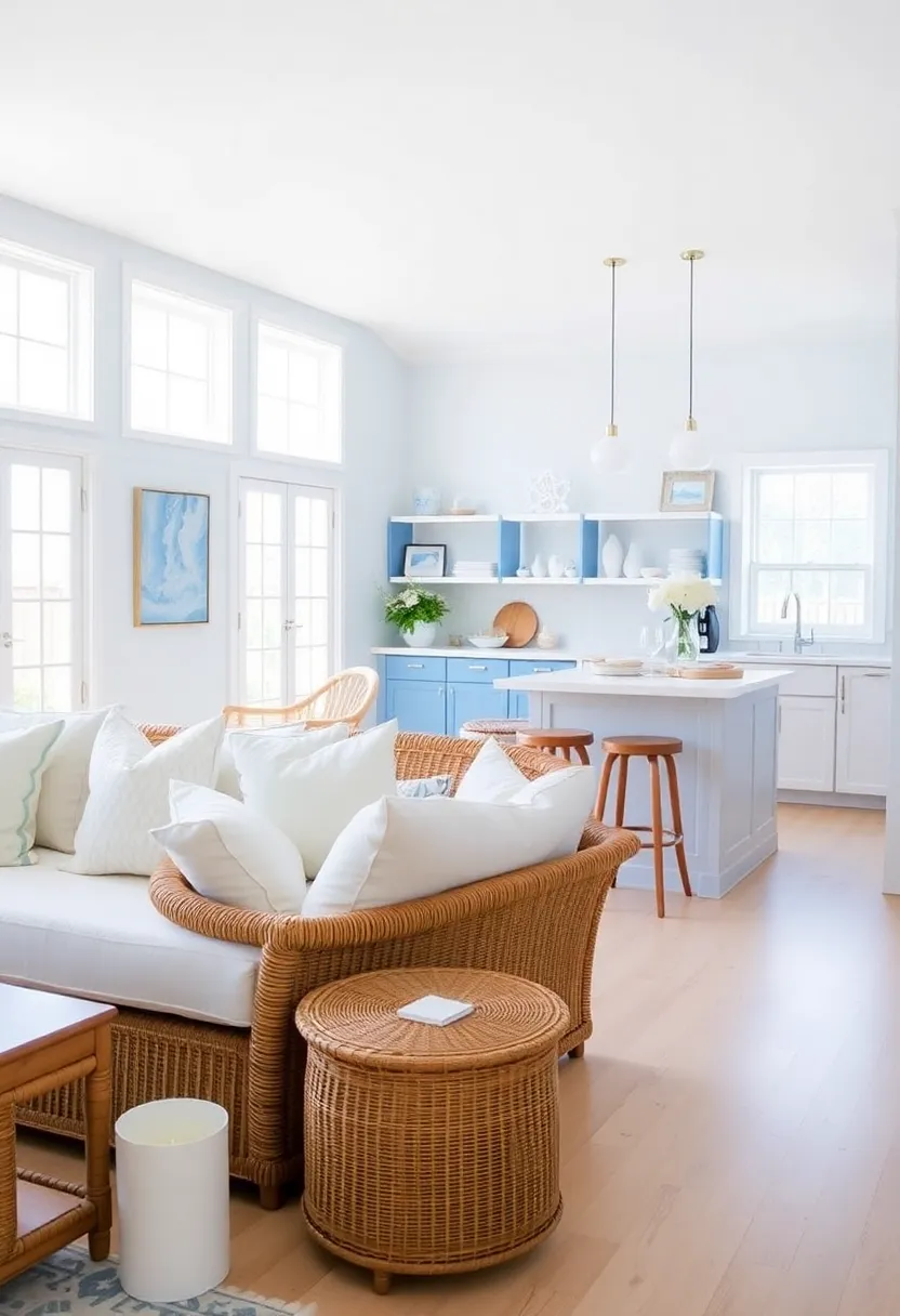 21 Living Room and Kitchen Together Ideas 10 21 Stunning Living Room and Kitchen Combinations - 7. Coastal Serenity