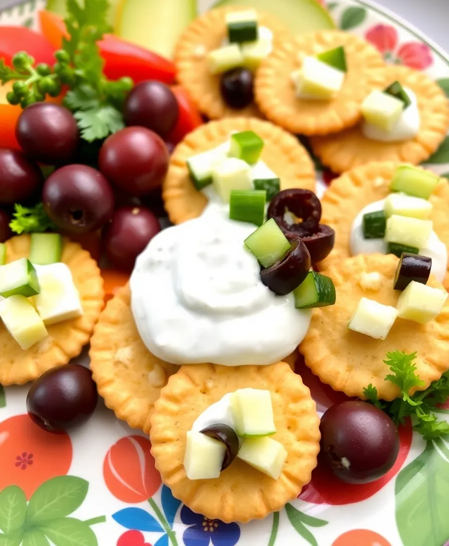 21 Ritz Cracker Snacks You Can’t Resist (Your Guests Will Be Begging for More!) 21 21 Ritz Cracker Snacks You Can’t Resist (Your Guests Will Be Begging for More!) - 18. Greek Tzatziki Crackers