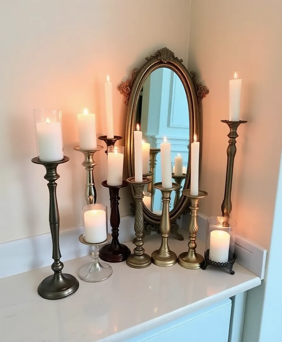 19 Vintage Corner Countertop Decor Inspirations That Will Take You Back in Time! 21 19 Vintage Corner Countertop Decor Inspirations That Will Take You Back in Time! - 17. Charming Candle Display