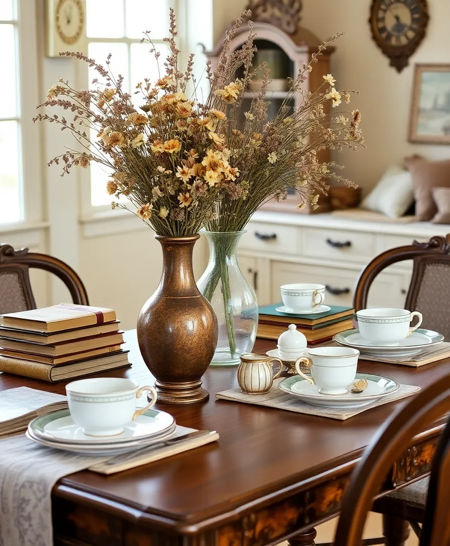 21 Dining Room Table Centerpiece Ideas That Will Transform Your Space 9 21 Dining Room Table Centerpiece Ideas That Will Transform Your Space (You Won't Believe #5!) - 6. Vintage Treasures