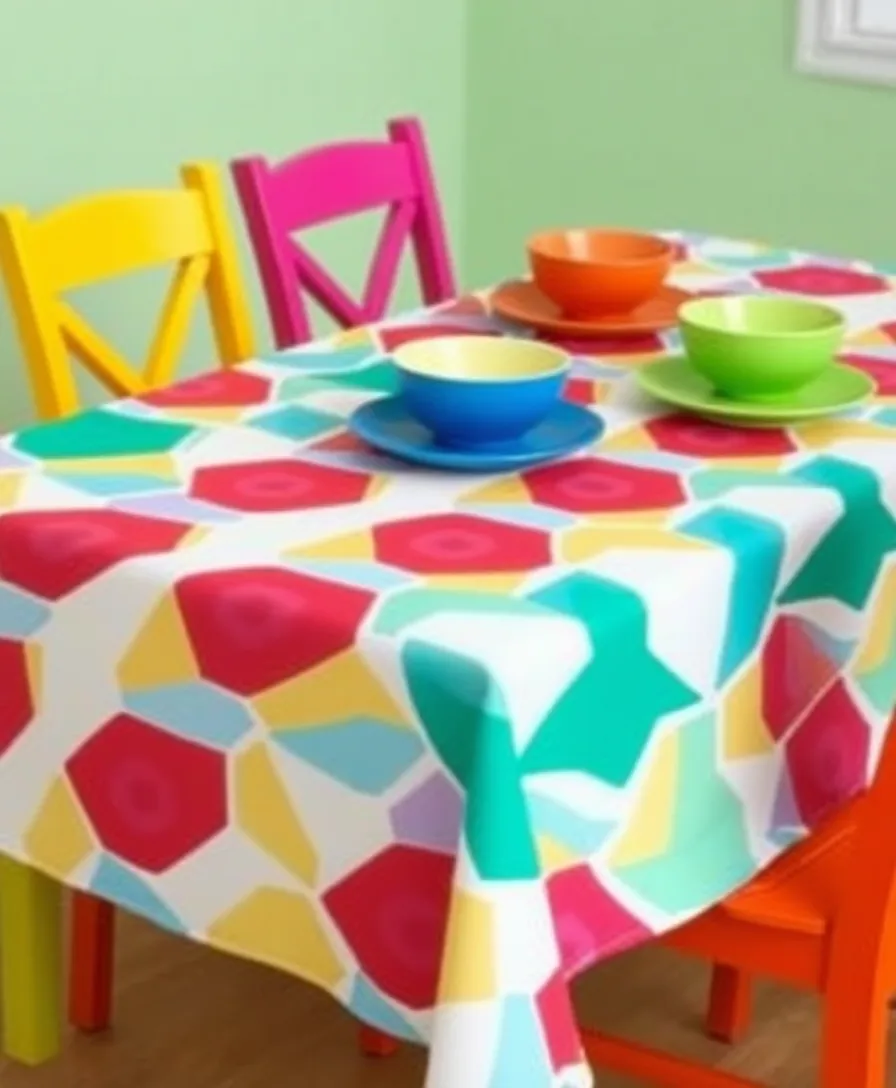 19 Colorful Table Decorations That Will Brighten Up Your Home Instantly! 12 19 Colorful Table Decorations That Will Brighten Up Your Home Instantly! - 9. Multi-Colored Tablecloths
