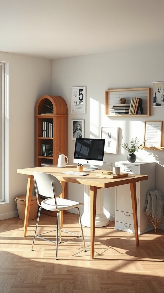 19 Stunning Ikea Desk Ideas You Need To Copy 7 A stylish, functional dual-purpose desk setup with a computer, chair, and decor.
