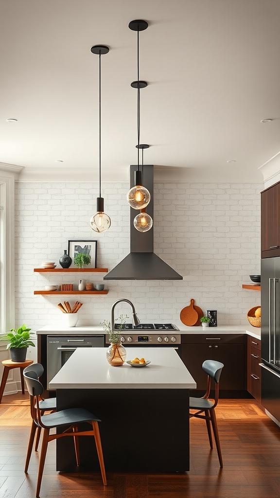 15 Pendant Lighting Over Kitchen Island Ideas For A Stylish Glow 11 Kitchen island with mid-century modern pendant lights