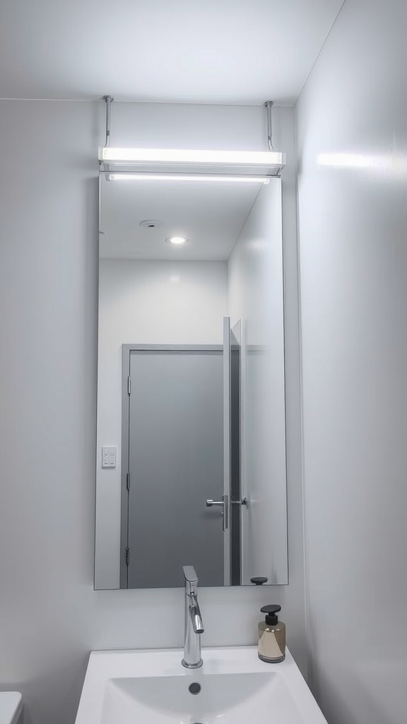 15 Bathroom Vanity Lighting Over Mirror Ideas For A Perfect Setup 4 Modern bathroom with minimalist LED strip lighting above the mirror