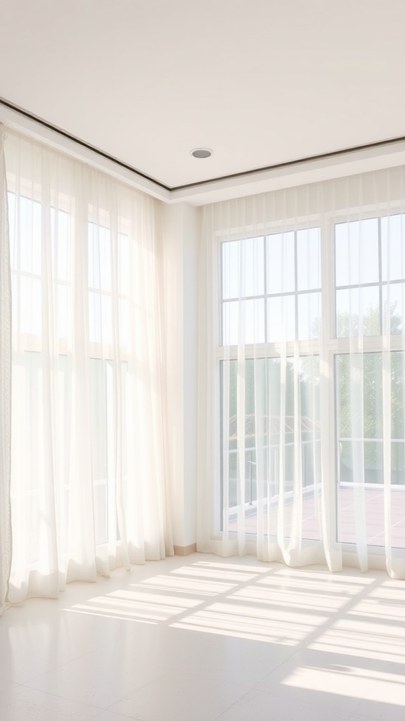 11 Transitional Interior Design Style Ideas For A Balanced Look 5 Bright and airy room with large windows and sheer curtains