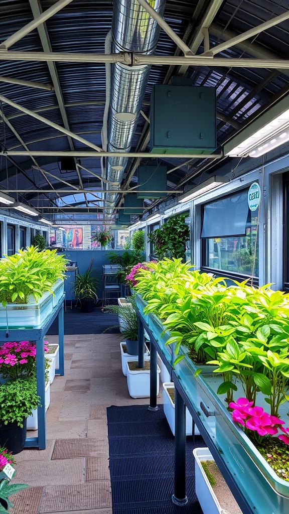 13 Gorgeous Green House Ideas To Grow Your Own Garden 7 Inside view of an Aqua Garden greenhouse featuring hydroponic systems with various plants.